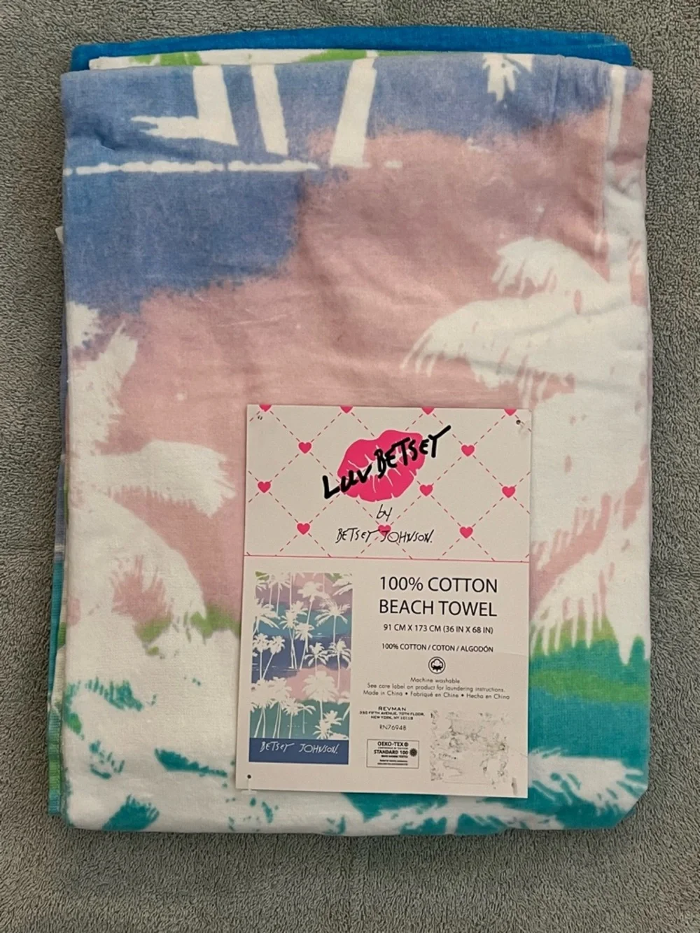 Betsey Johnson Pastel Palm Tree Beach Towel